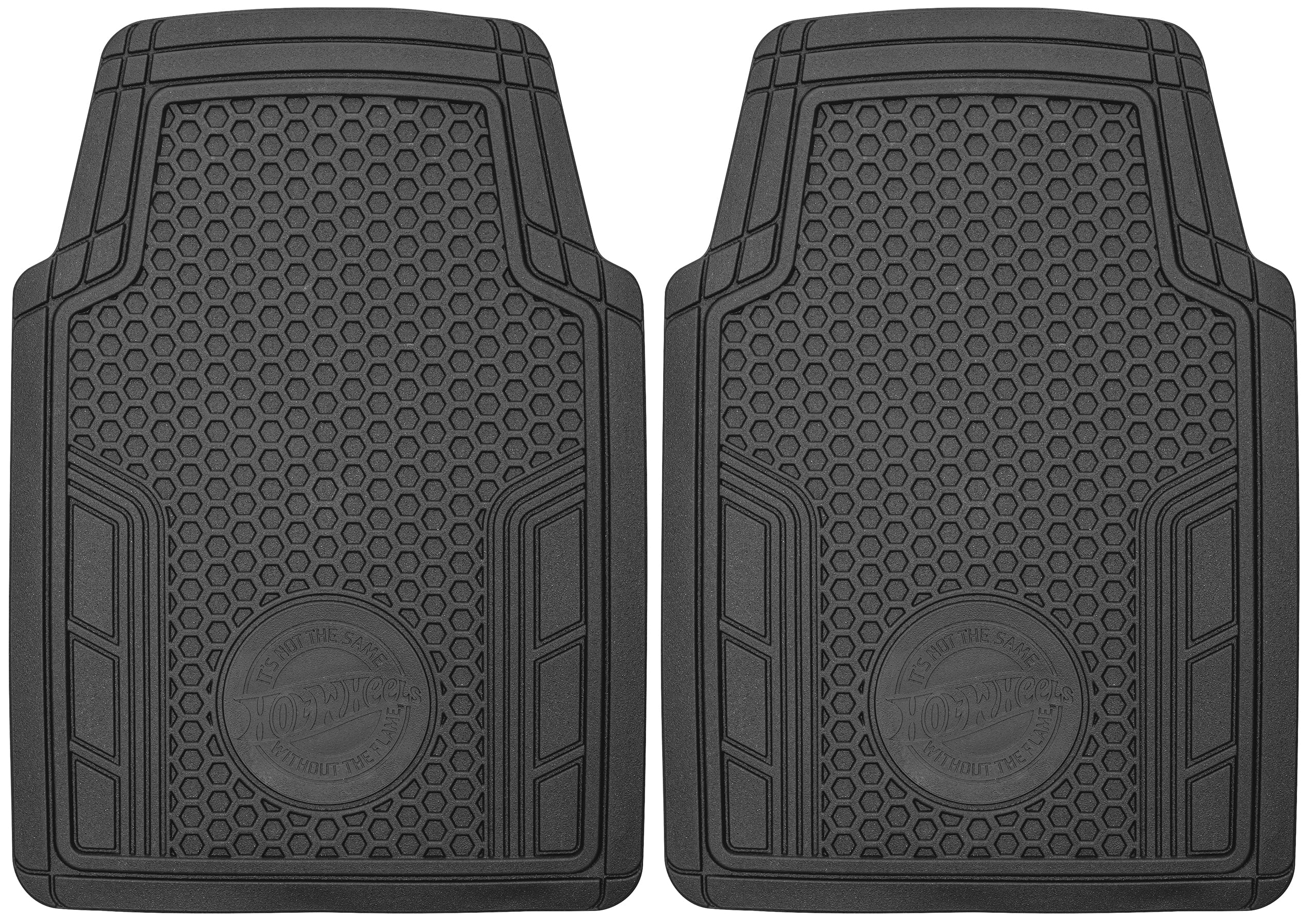 Hot Wheels Premium Honeycomb Design 2pc Rubber Floor Mat Set. Ideal for Cars， Trucks and SUV's.