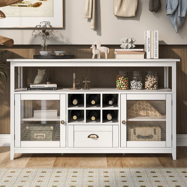 White Entryway Console Table with Shelves Storage Grid