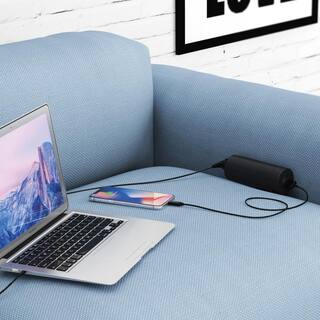 Link2Home 1-Outlet and 2-USB Ports 3.4 Amp Sofa Socket with 10 ft. Cord and Grounded Flat Plug in Dark Grey EM-SO-100E-O