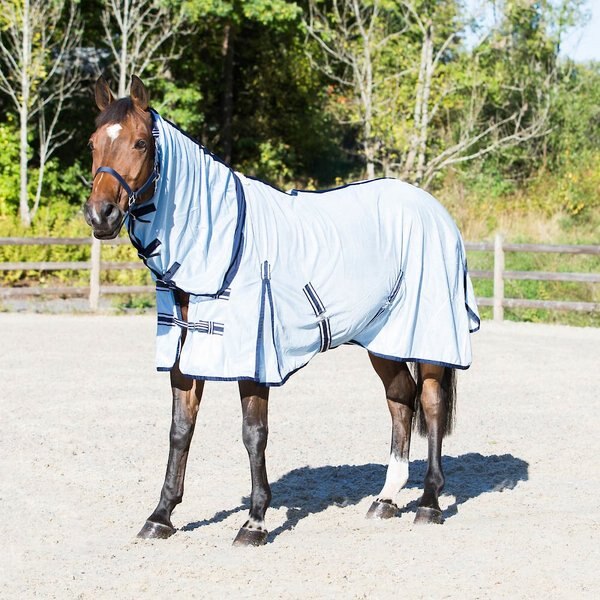 Horze Equestrian Freja Combo Flexi Horse Neck Fly Sheet， Light Blue