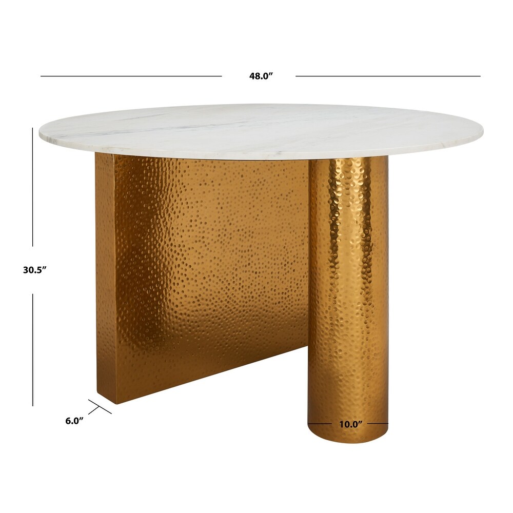 SAFAVIEH Couture Tatyana Glam Round Marble Top Dining Table   48 in. W x 48 in. D x 30.5 in. H