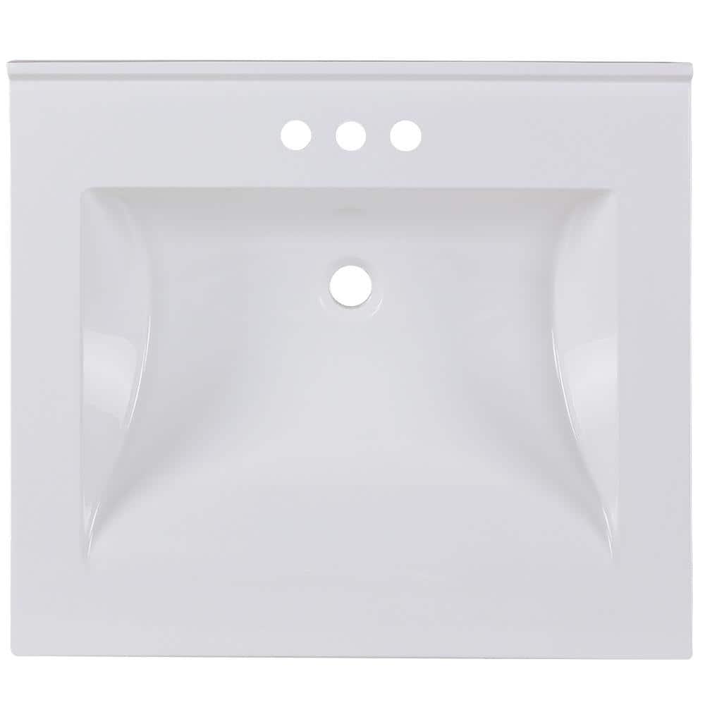 Home Decorators Collection 25 in W x 22 in D Cultured Marble Vanity Top in White with Integrated Sink