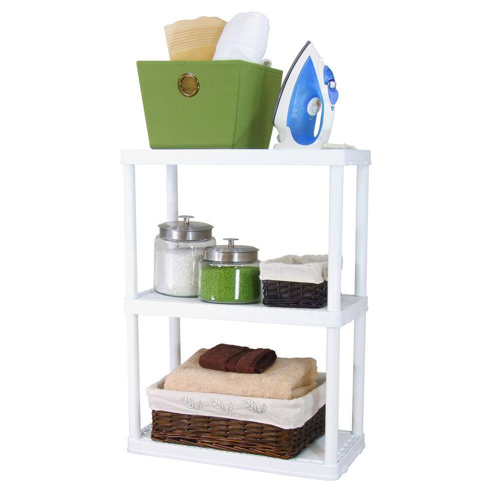 GRACIOUS LIVING 3 Shelf Storage Unit Organizers for Home or Garage White (3 Pk) 3 x 91015MAX-IT-1C-54