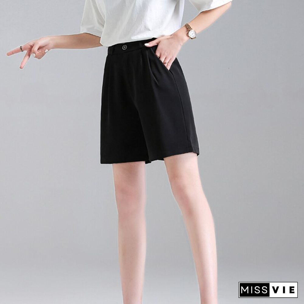 Fashion Office Lady Solid Suit Shorts Summer High Waist Loose Casual Korean Female Shorts Elegant All-match Women Clothing New