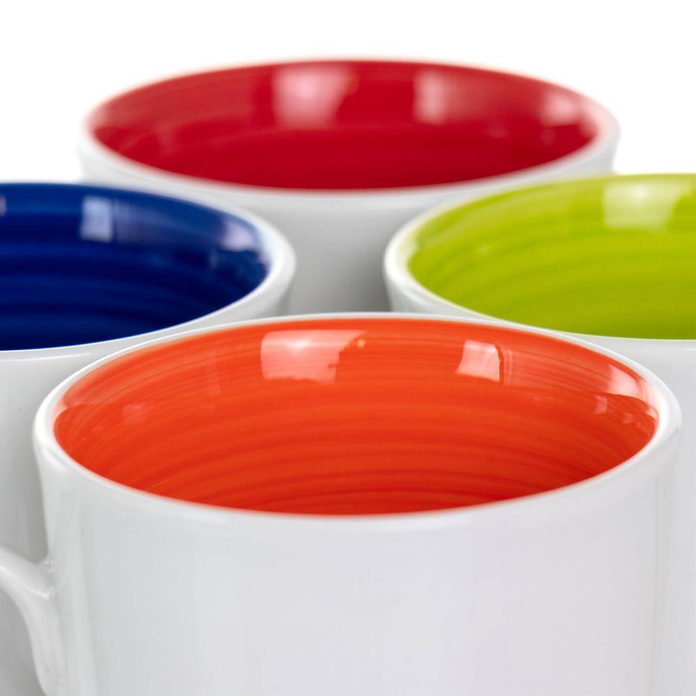 Gibson Home Crenshaw 4-Piece 12 oz. Ceramic Mug Set in Assorted Colors 985114939M