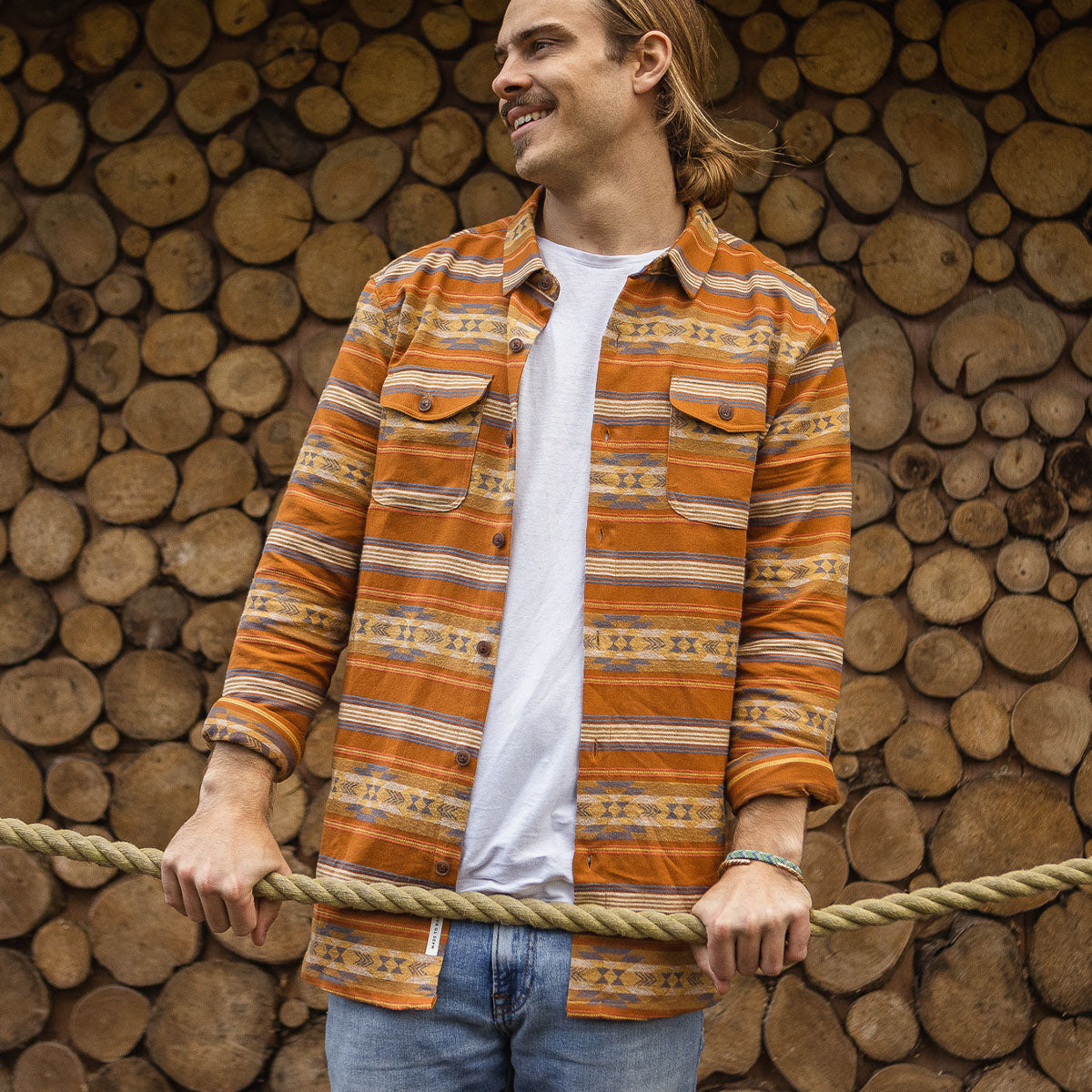 Cabin Jacquard Organic Cotton Shirt - Glazed Ginger Pattern