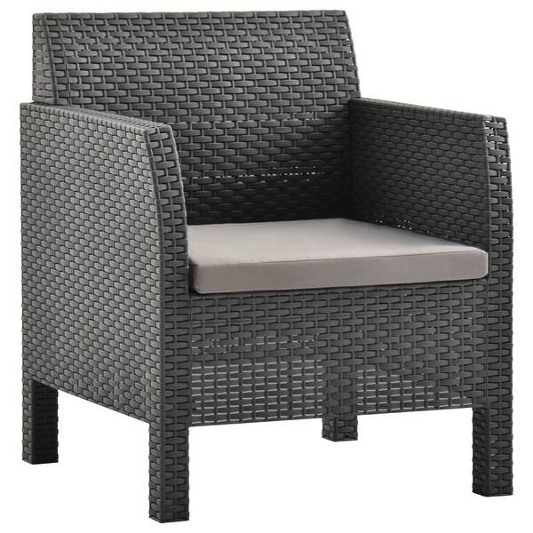 3 Piece Patio Lounge Set with Cushions PP Rattan Anthracite - Overstock - 36226343