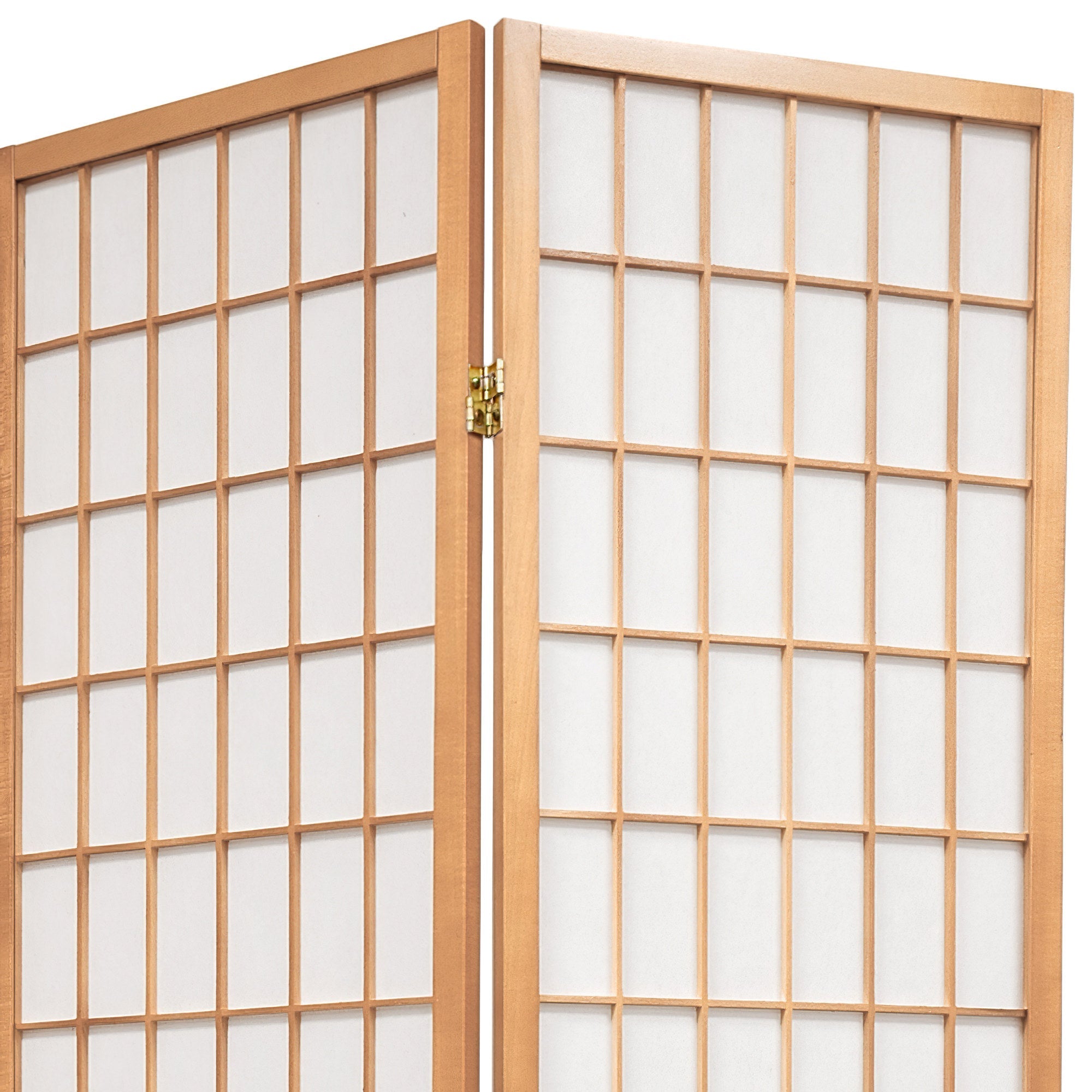 Oriental Furniture 5 Ft Tall Window Pane Shoji Screen, Natural color, 3 panel