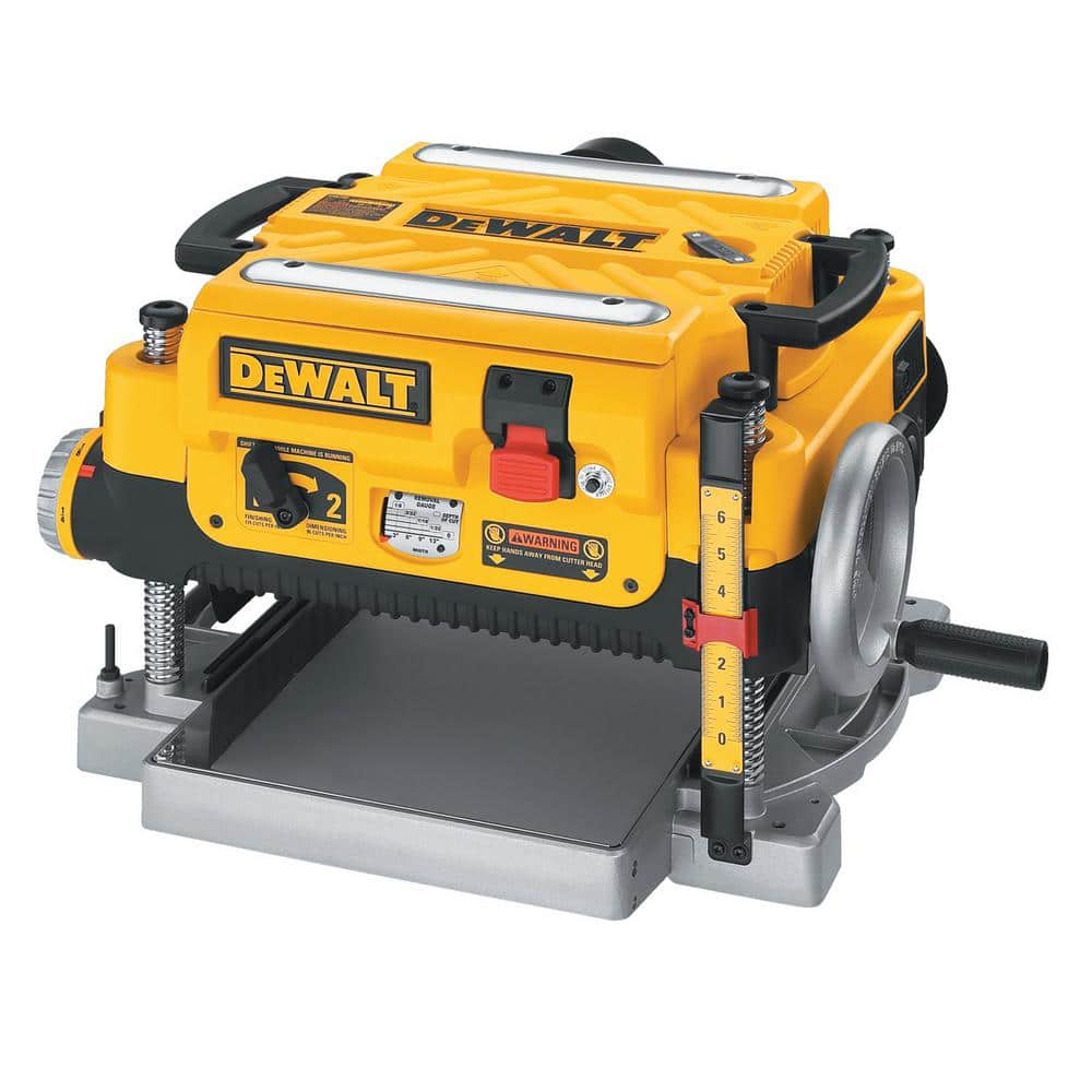 DEWALT 15 Amp 13 in. Corded Heavy-Duty Thickness Planer, (3) Knives, In/Out Feed Tables, and Mobile Thickness Planer Stand DW735XW7350