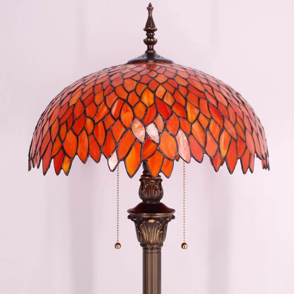 BBNBDMZ Tiffany Floor Lamp Red Wisteria Stained Glass Standing Reading Light 16X16X64 Inches Antique Pole Corner Lamp Decor Bedroom Living Room  Office S523R Series