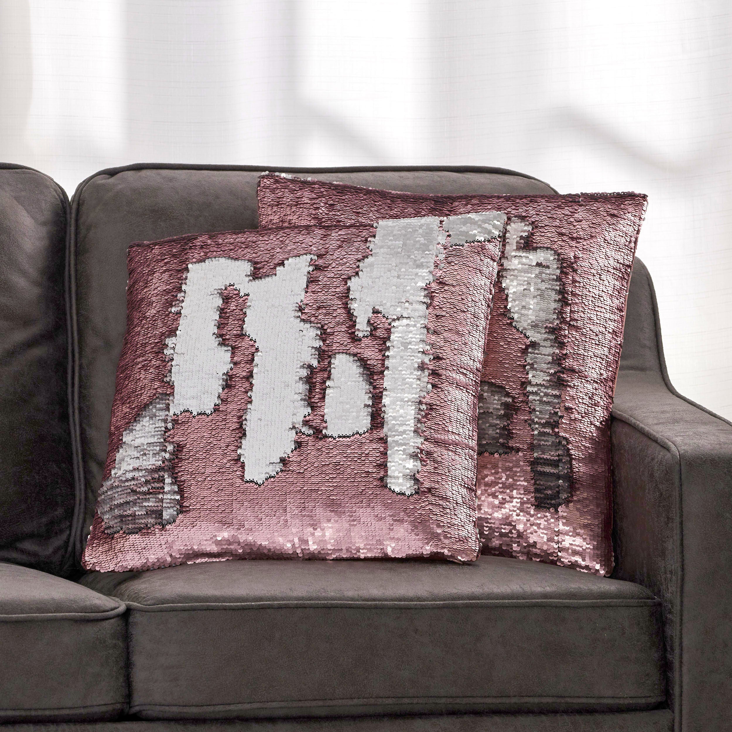 Jennifer Glam Square Reversible Sequin Pillow Cover