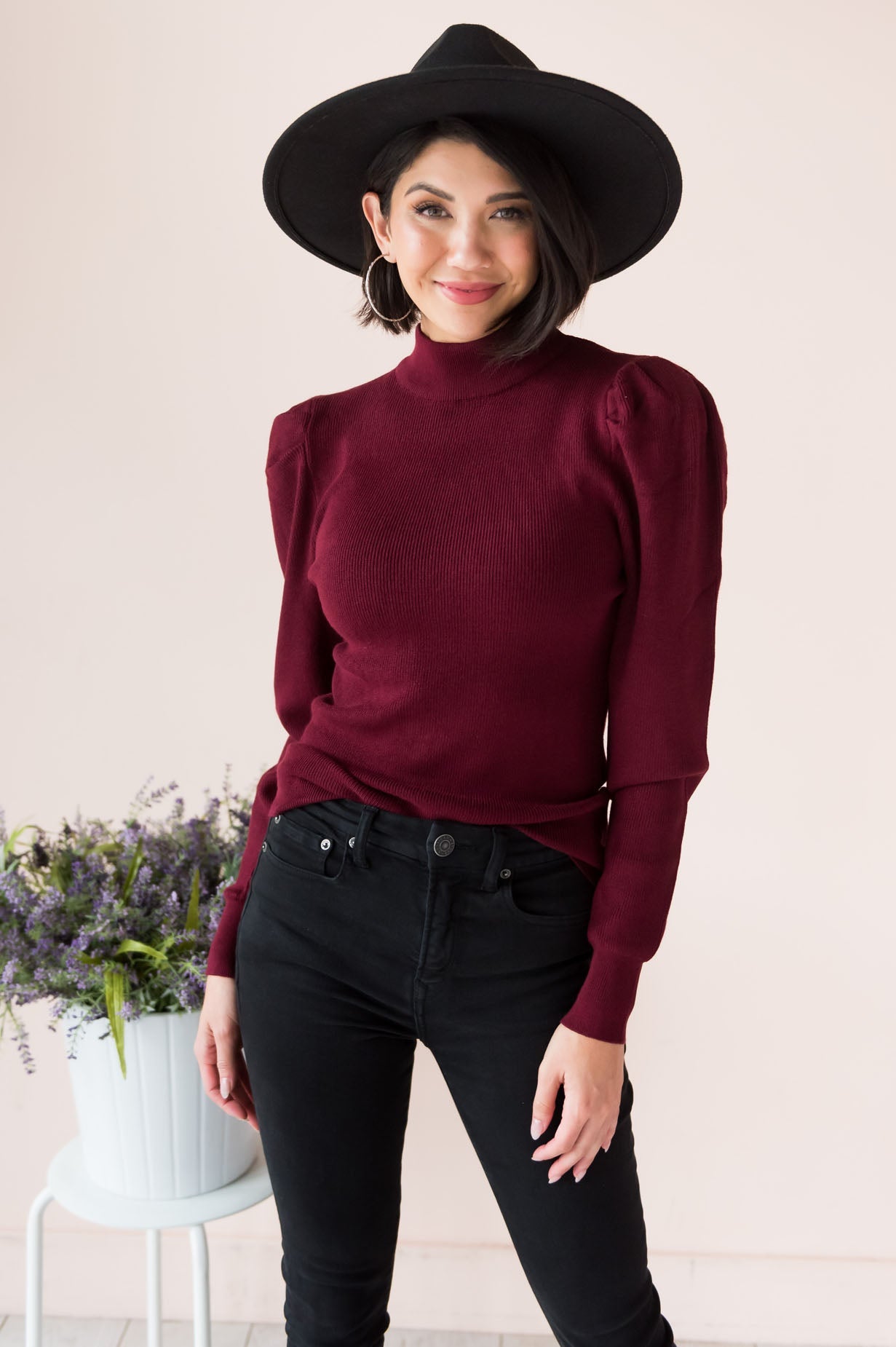 Gorgeous & Glowing Modest Puff Sleeve Sweater