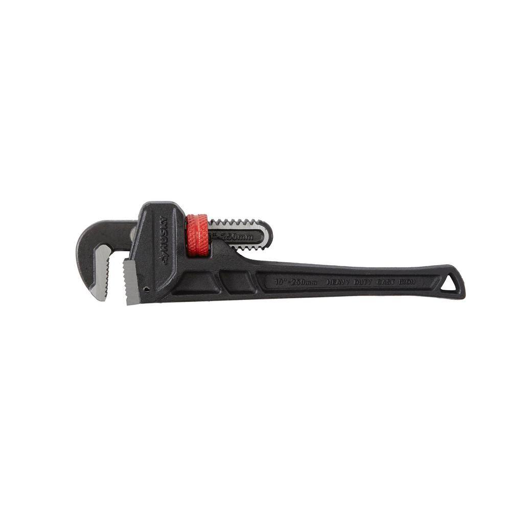 Husky 10 in. Heavy Duty Cast Iron Pipe Wrench with 1 in. Jaw Capacity WG-40-10