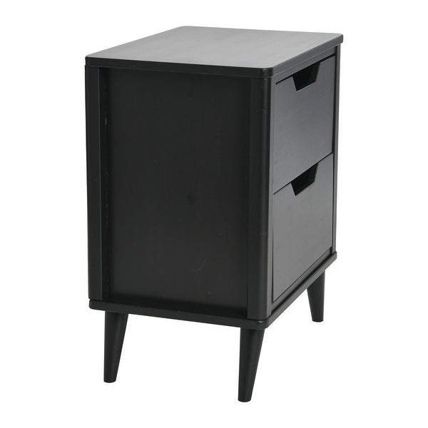 Solid Wood Nightstand with 2 Storage Drawers - - 37176442