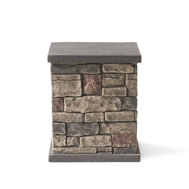 Chesney Outdoor Light Weight Concrete Square Tank Holder Side Table Stone Finish Christopher Knight Home