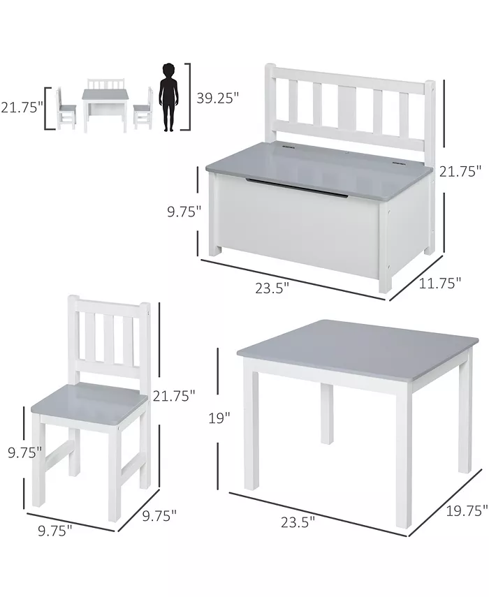 Qaba Kids Activity Table and Chair Set  Craft Desk w  Toy Storage  Grey