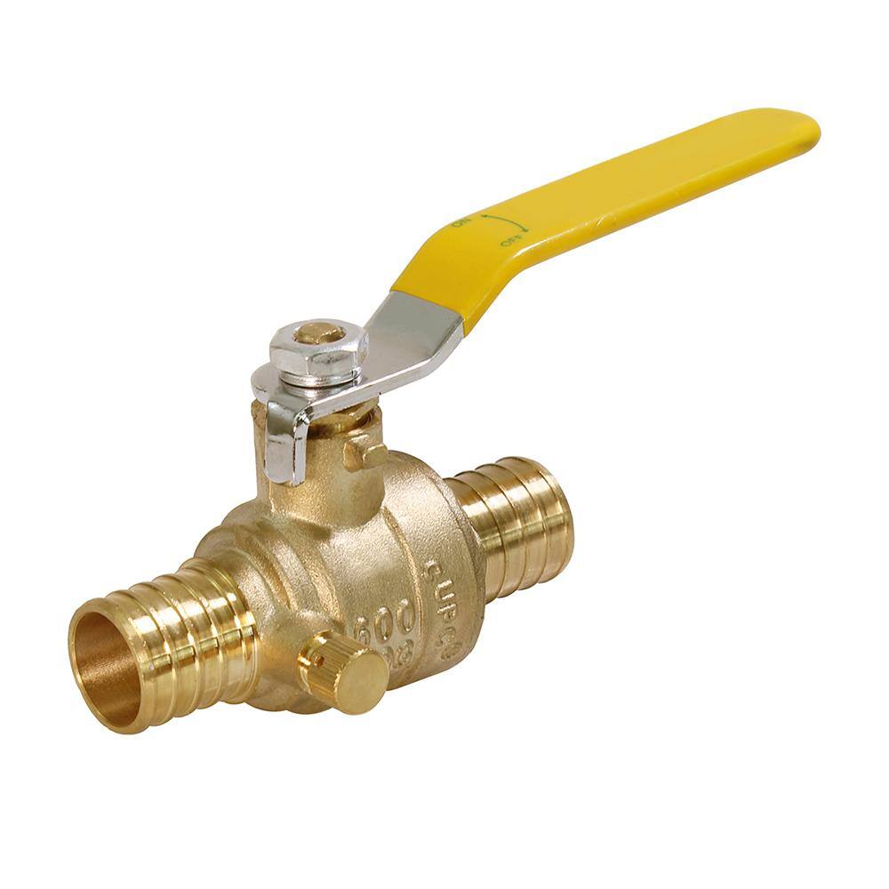 12 in. x 12 in. Brass Full Port PEX Ball Valve with Adjustable Drain Forged Lead Free 405P012-NL