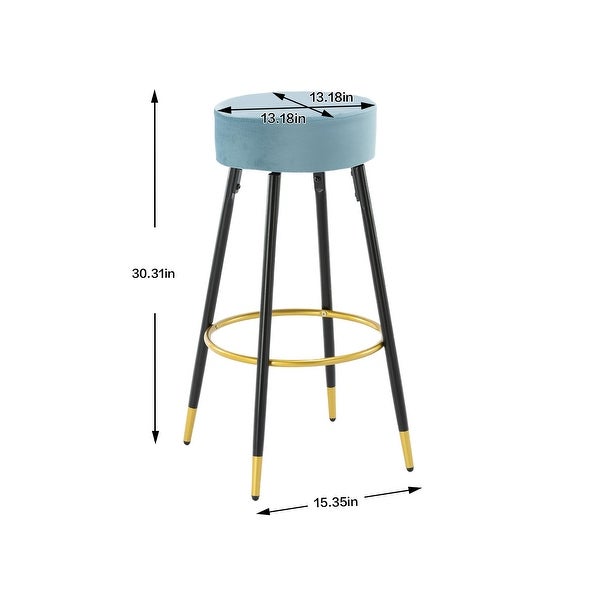 30.11 in. Set of 2 Metal Frame Bar Stool with Velvet Seat