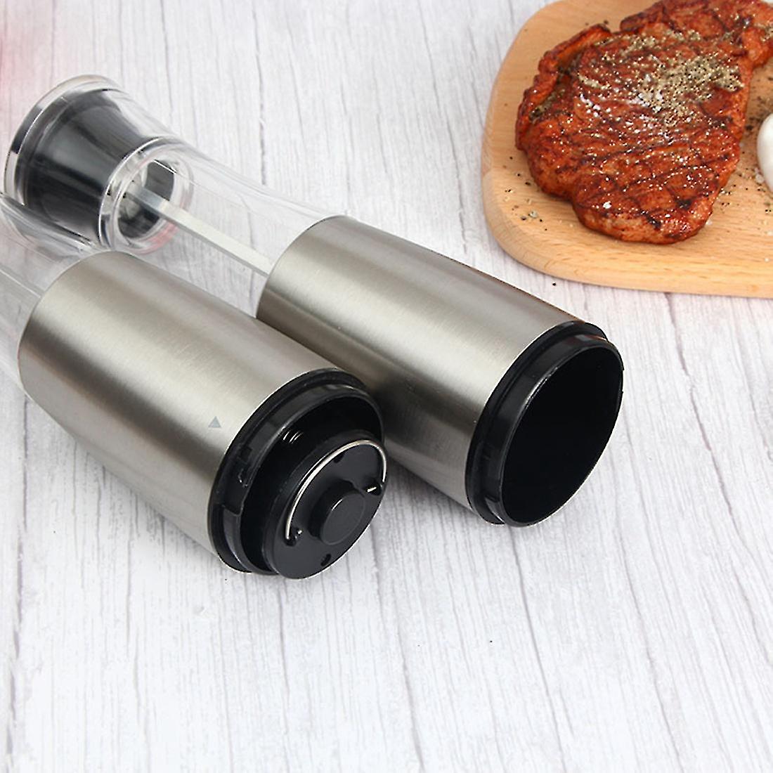 1pcs Stainless Steel Electric Salt And Pepper Grinder Battery Power Adjustable Thickness With Kitch