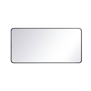 Timeless Home 60 in. H x 30 in. W Black Modern Soft Corner Rectangular Wall Mirror WM1603060BK