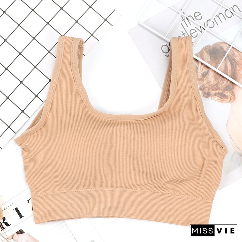 Women Tank Crop Top Seamless Sport Camisole Underwear Push Up Bra Sports Sleeveless Tops