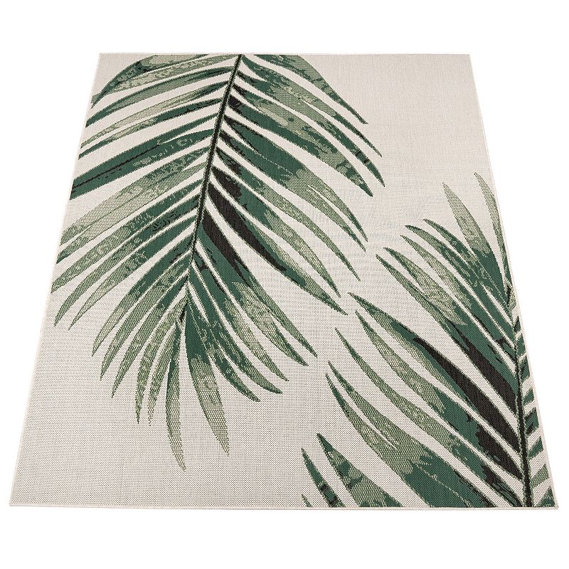 Waterproof Outdoor Rug for Patio with Floral Palm Leaf Design