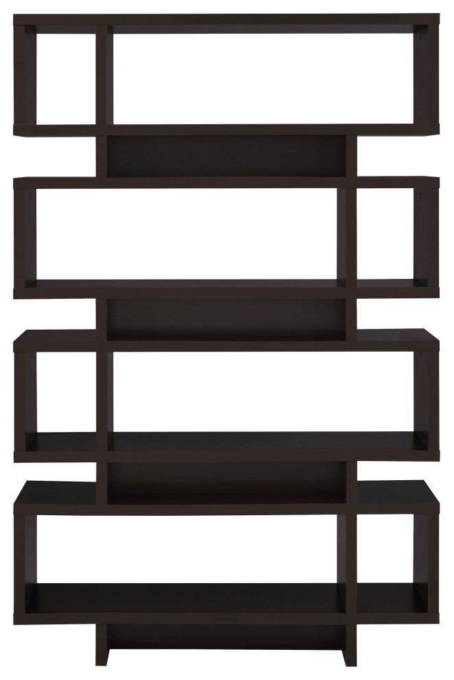 Reid 4 tier Open Back Bookcase Cappuccino   Modern   Bookcases   by Modon  Houzz