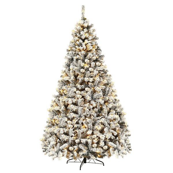 PreLit Snow Flocked Hinged Christmas Tree