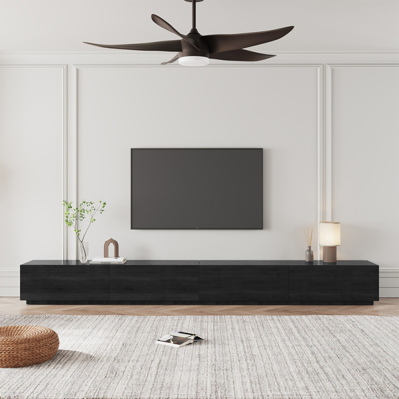 Black TV Stand  Minimalist Long Media Console With 4 Drawers   Modern   Entertainment Centers And Tv Stands   by Miron Demid LLC  Houzz