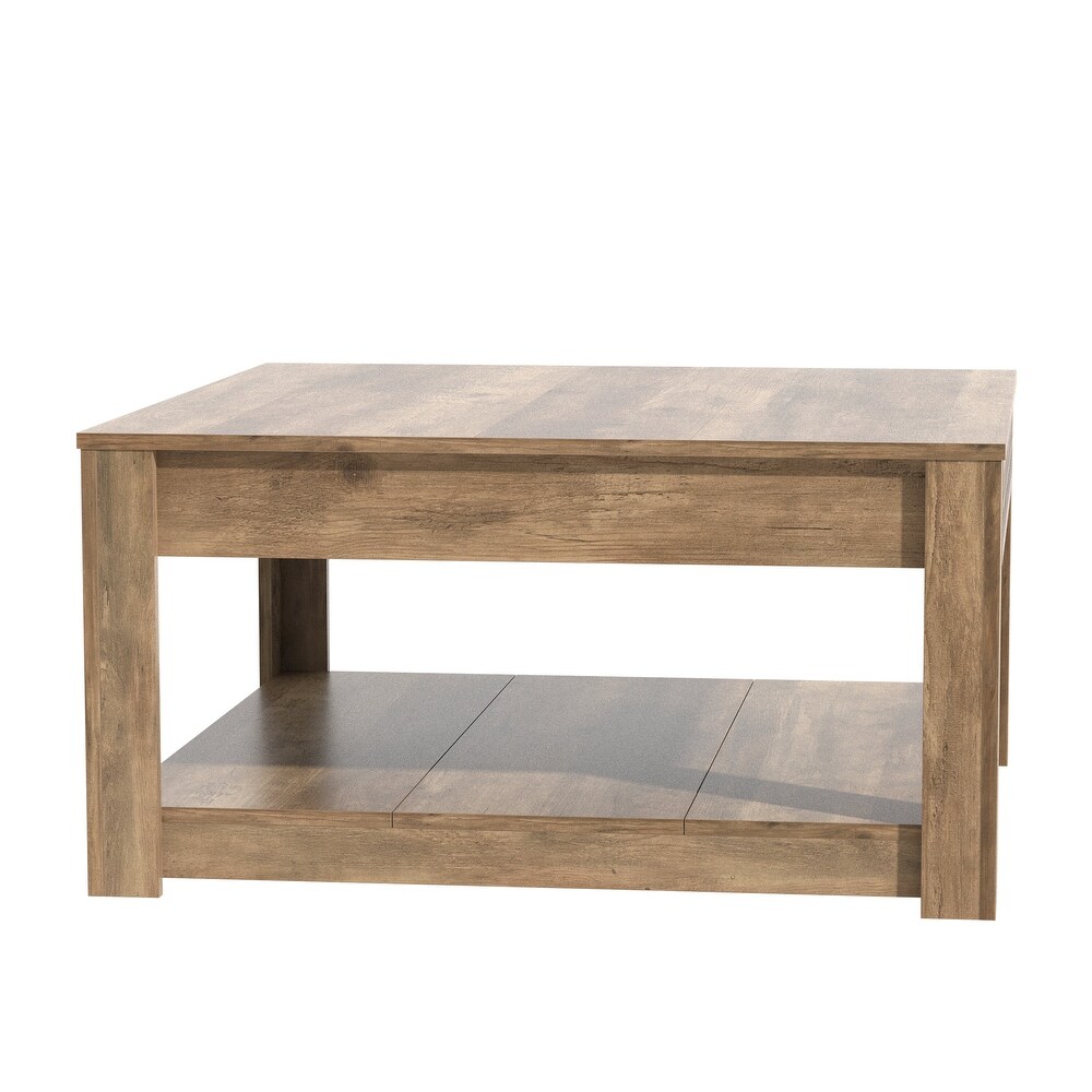 GALANO Japtur 31.5 in. Wood Top Square Laser Cut Coffee Table