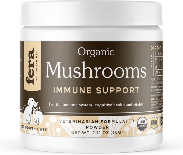 Fera Pet Organics Mushroom Immune Support Dog and Cat Supplement， 2.12-oz bottle