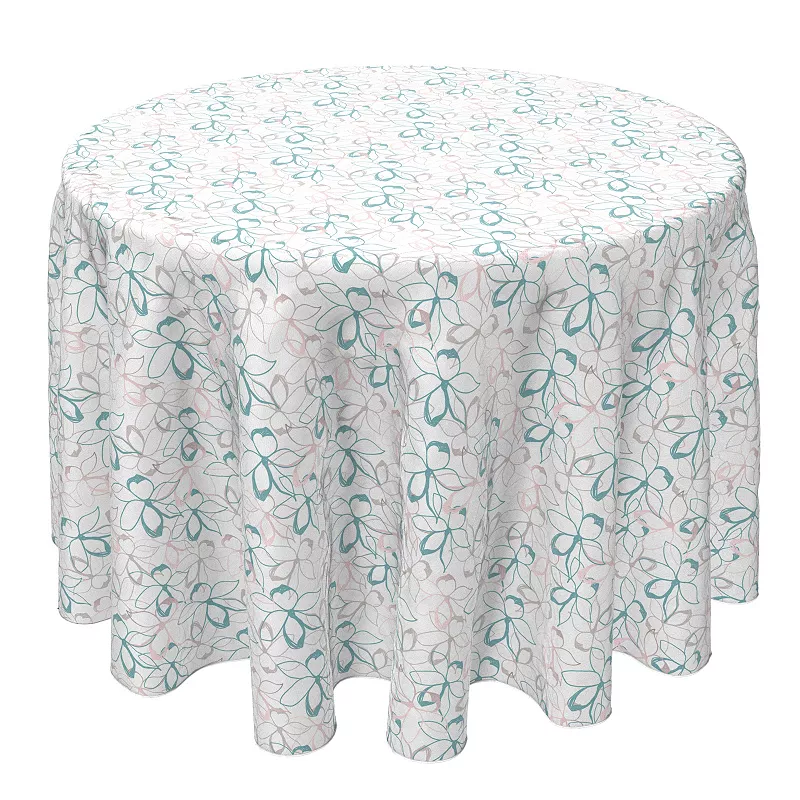 Round Tablecloth， 100% Cotton， 60 Round， Pastel Jasmine Floral