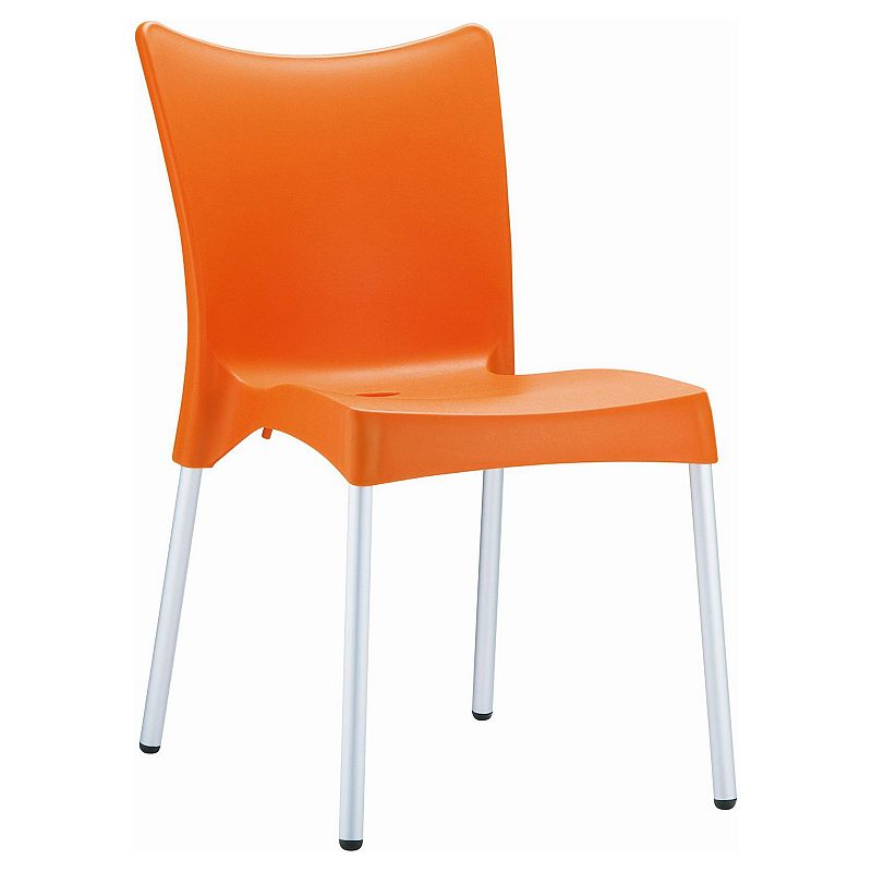 33.25 Orange and White Stackable Outdoor Patio Dining Chair