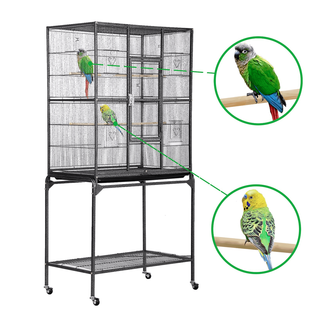 Yaheetech 63''H Large Parrot Cage w/ Stand， Hammered black