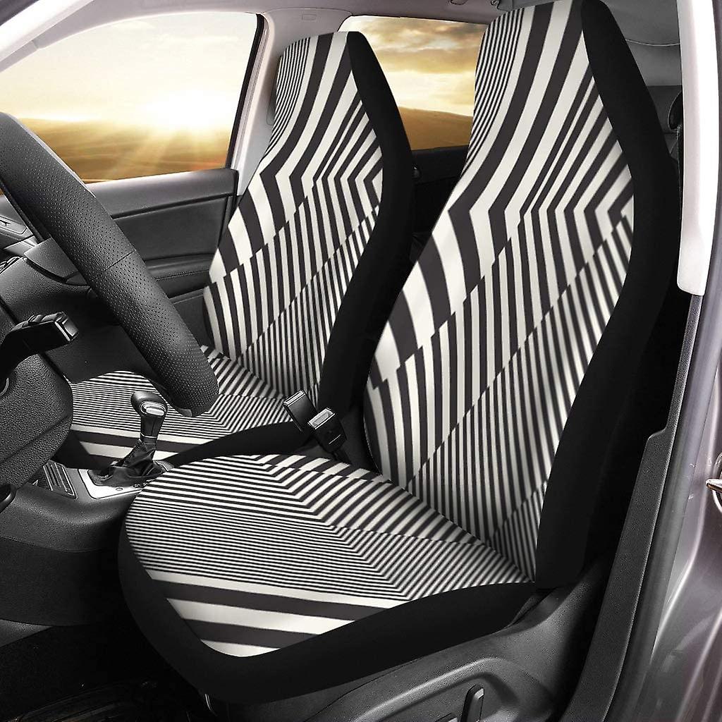 Set Of 2 Car Seat Covers Abstract Striped Textured Geometric Universal Auto Front Seats Protector Fits For Car，suv Sedan，truck