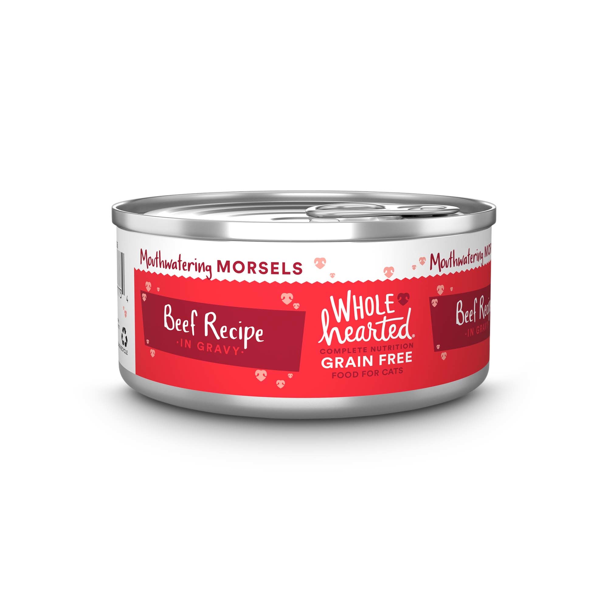 WholeHearted All Life Stages Grain-Free Beef Recipe Morsels in Gravy Wet Cat Food， 5.5 oz.， Case of 12