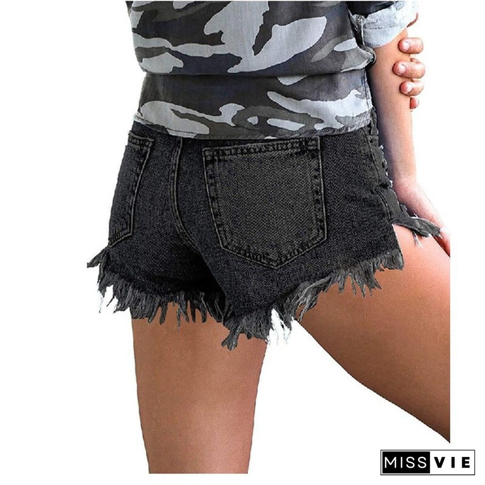 Fashion Women Summer Tassel Denim Shorts High Waist Jeans Short Ladies Skinny Slim Short Pants