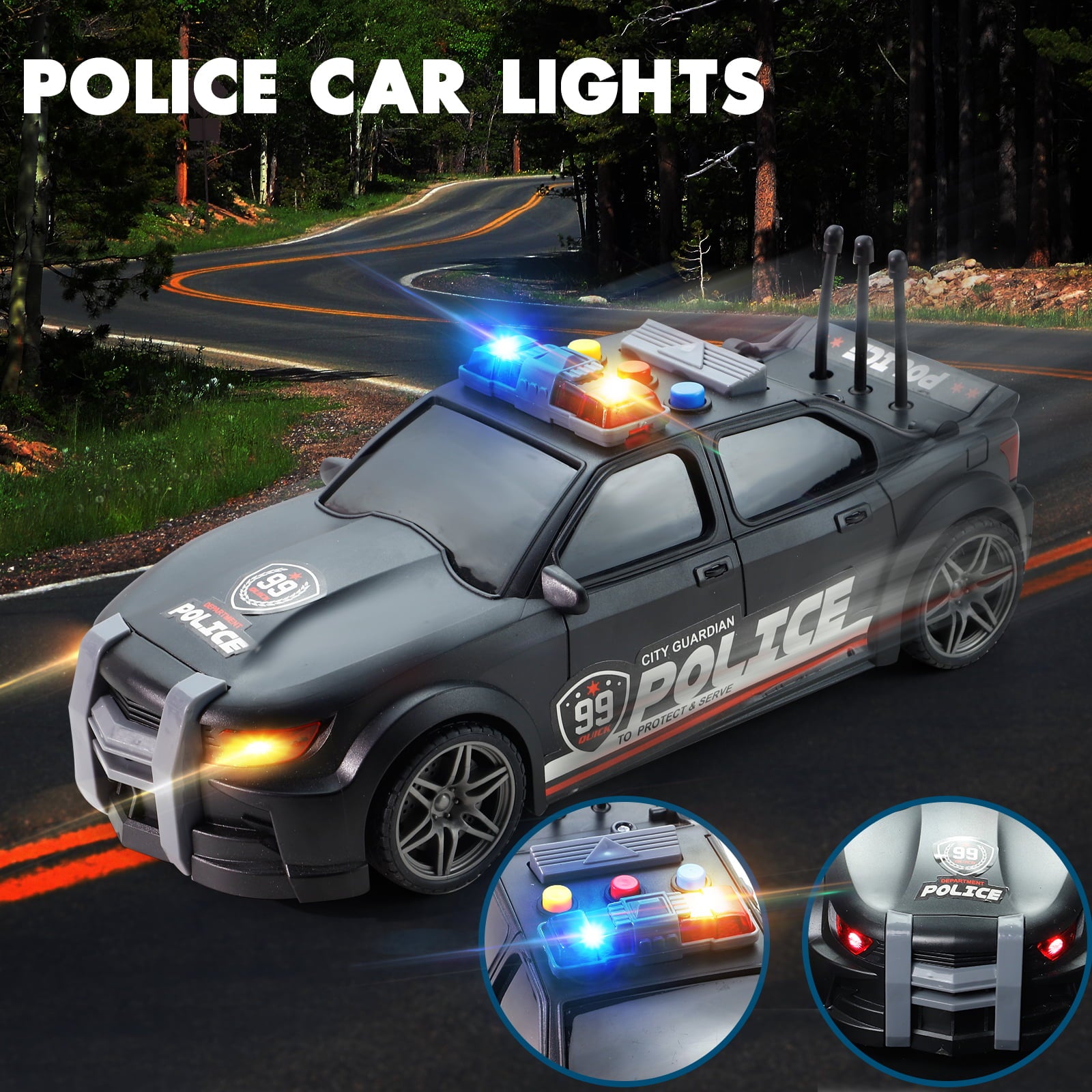 NETNEW 1:16 Police Car Toys for Boys 3-6 Years Plastic Pursuit Rescue Vehicle with Sound and Light for Kids Toddlers