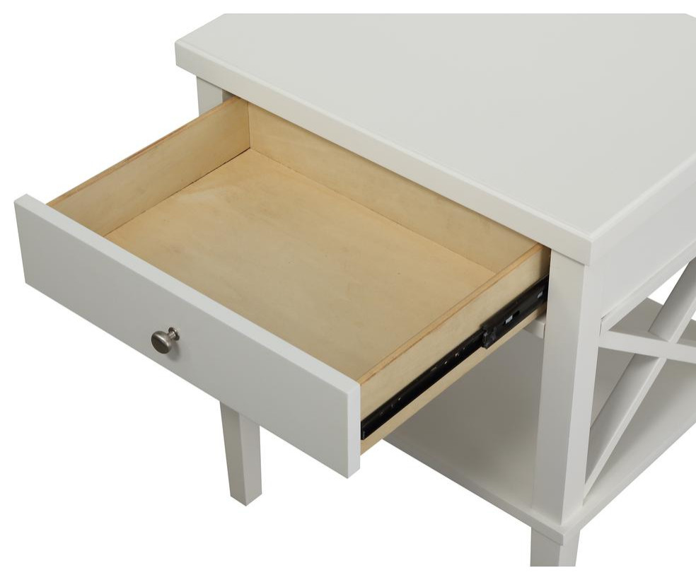 Marta White Nightstand   Contemporary   Accent Chests And Cabinets   by BisonOffice  Houzz