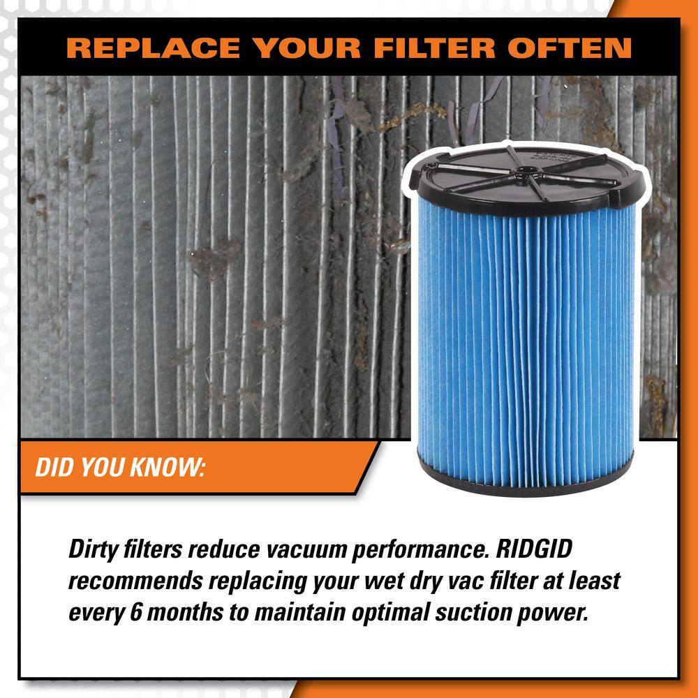 RIDGID 3-Layer Fine Dust Pleated Paper Filter for Most 5 Gallon and Larger RIDGID WetDry Shop Vacuums (8-Pack) VF5200B