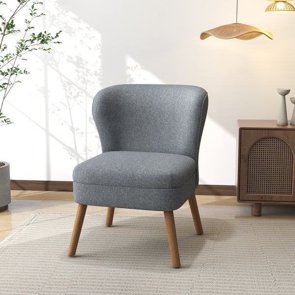 Linen Fabric Armless Accent Chair