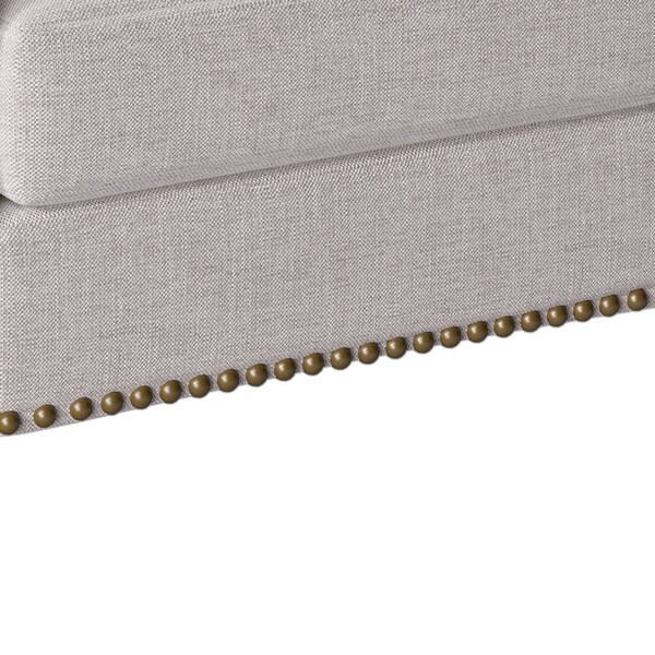 Classic Linen Armchair Accent Chair with Bronze Nailhead Trim