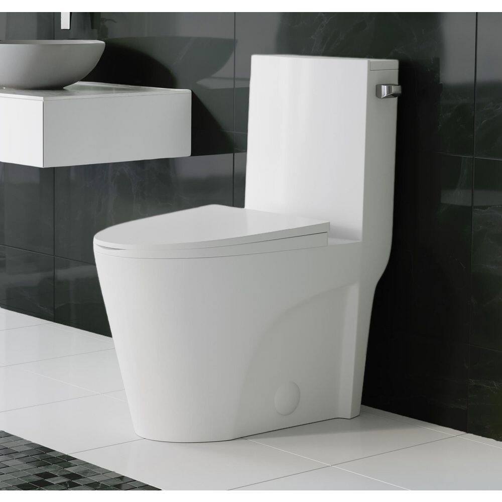 Swiss Madison St. Tropez 1-piece 1.28 GPF Single Flush Elongated Toilet in Glossy White Seat Included SM-1T252