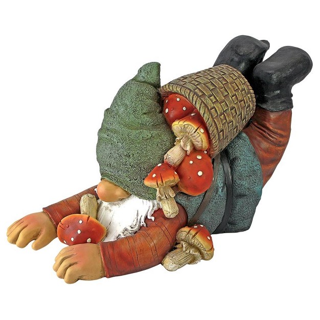 Design Toscano Clumsy Karl The Mushroom Hunter Gnome Statue Multicolored