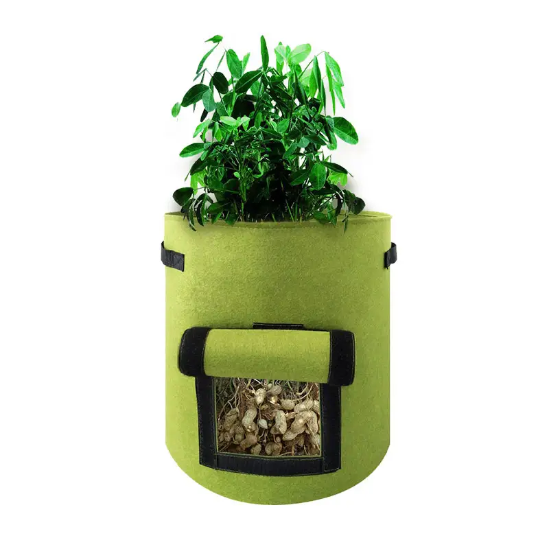 Plant fabric smart bag polyester felt 1 3 5 gallon garden supply felt green grow bag for growing flowers