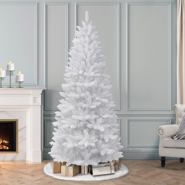 Puleo International 7 ft. Unlit White Carson Artificial Pine Tree