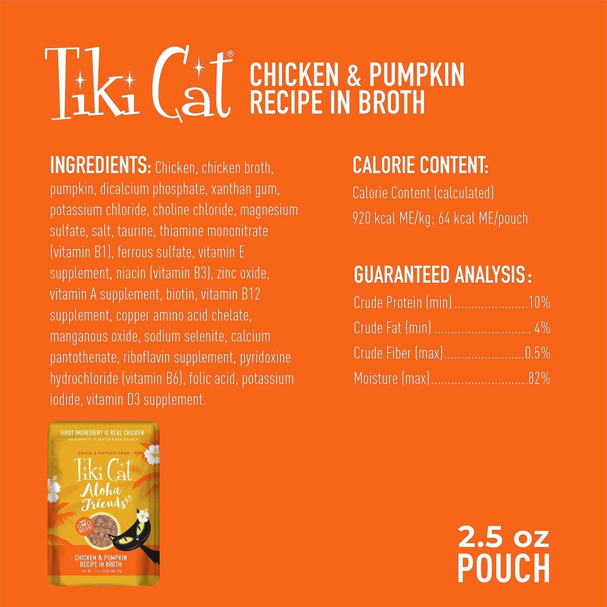 Tiki Cat Aloha Friends Chicken and Pumpkin Recipe in Broth Grain-Free Wet Cat Food， 2.5-oz， case of 12