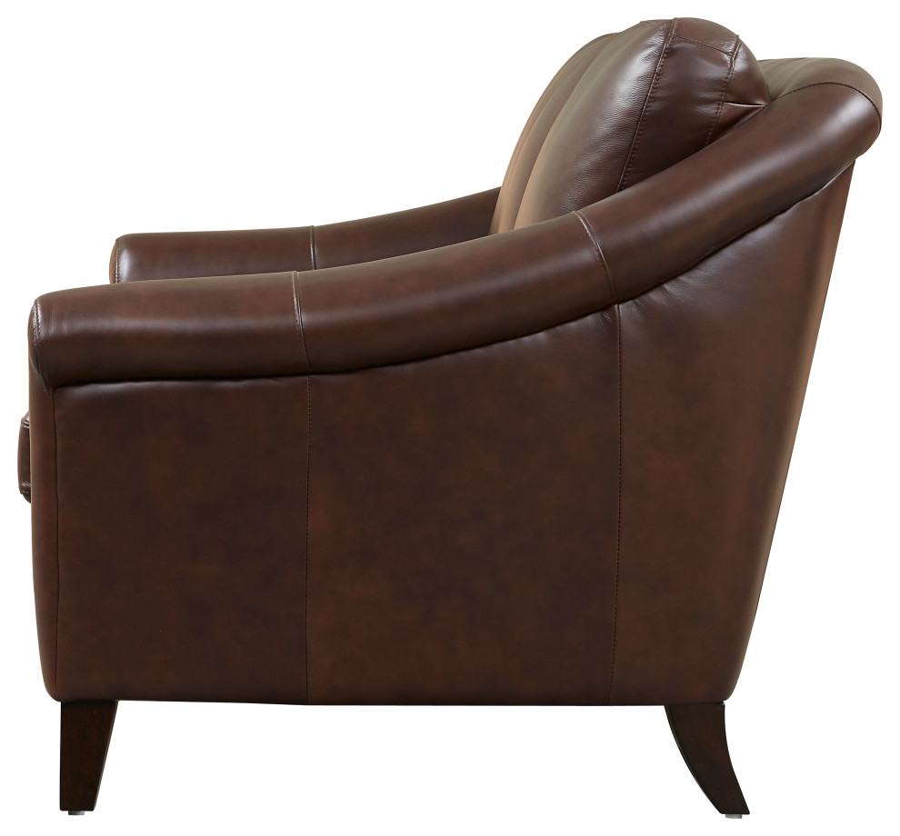 Sienna Genuine Leather Midcentury Modern Loveseat   Transitional   Loveseats   by Hello Sofa Home  Houzz