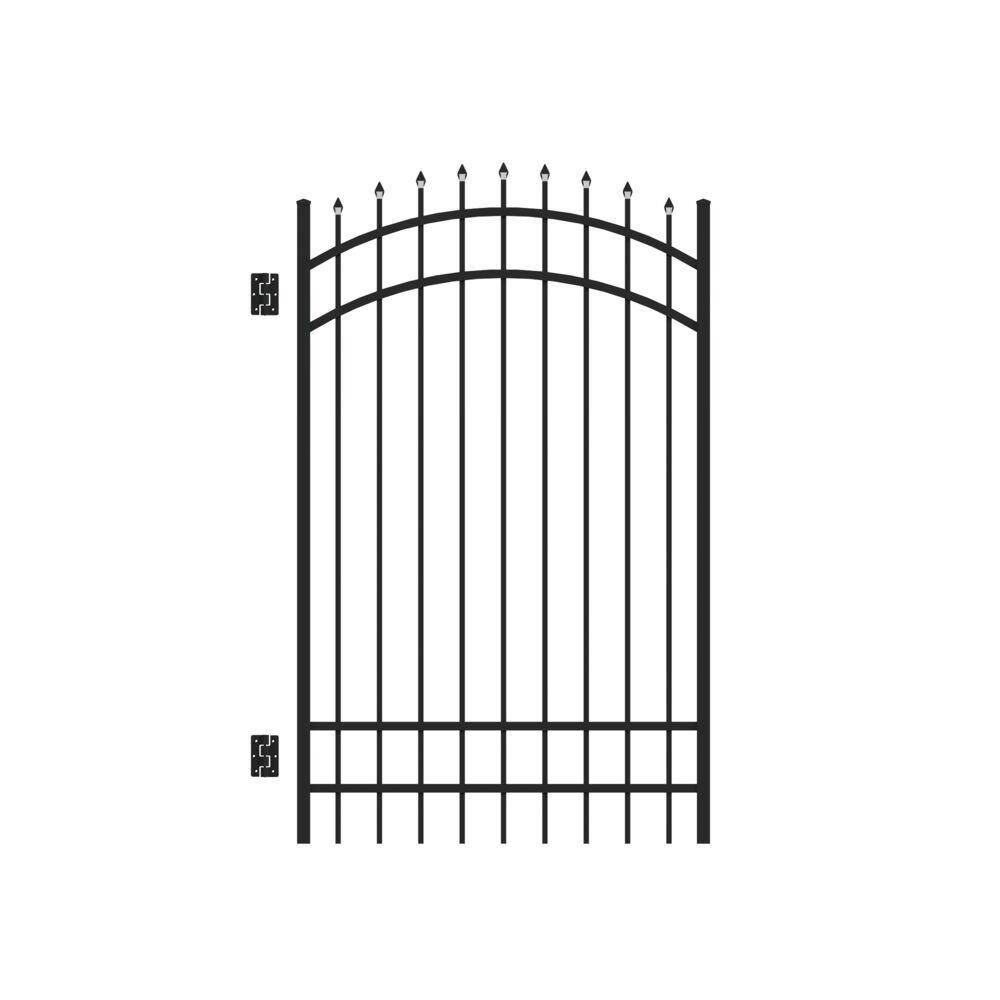 Barrette Outdoor Living Cascade Standard-Duty 4 ft. W x 6 ft. H Black Aluminum Arched Pre-Assembled Fence Gate 73009374