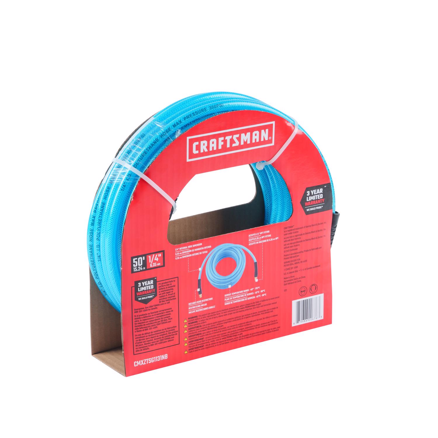 Craftsman 50 ft. L X 1/4 in. D Polyurethane Air Hose 300 psi Blue